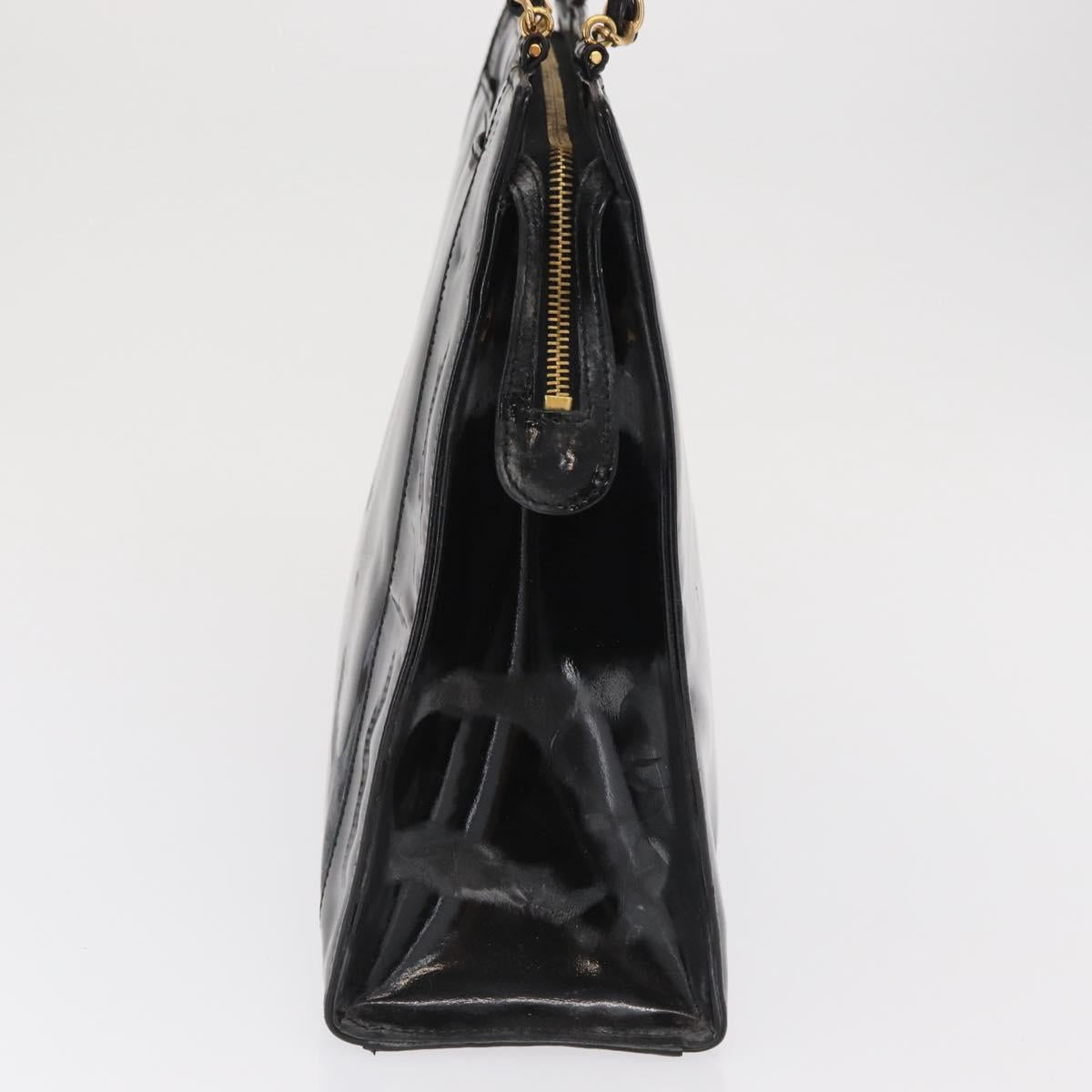 CHANEL Chain Shoulder Bag Patent leather Black CC Auth bs6435