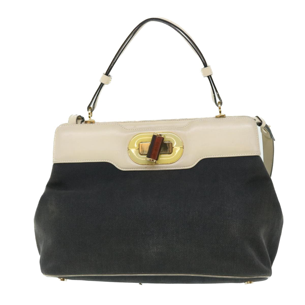 BVLGARI Isabella Rossellini Shoulder Bag Canvas 2way Black Auth bs7634