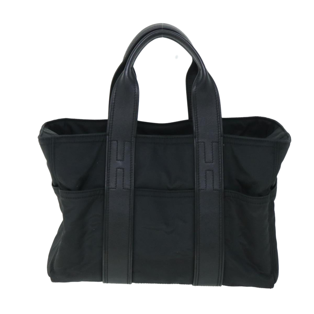 HERMES Acape Luco PM Hand Bag Nylon Black Auth bs8396