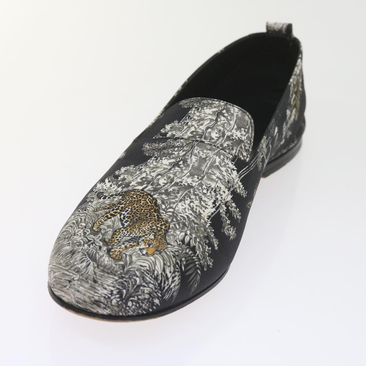 HERMES Jungle semelle cuir Shoes Canvas 42.5 Black White Brown Auth bs9909