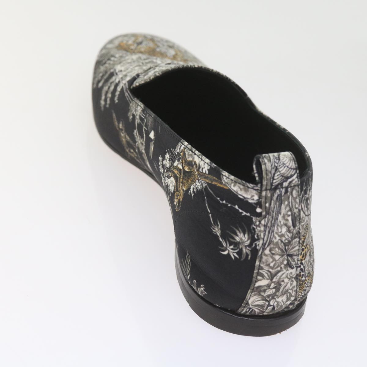 HERMES Jungle semelle cuir Shoes Canvas 42.5 Black White Brown Auth bs9909