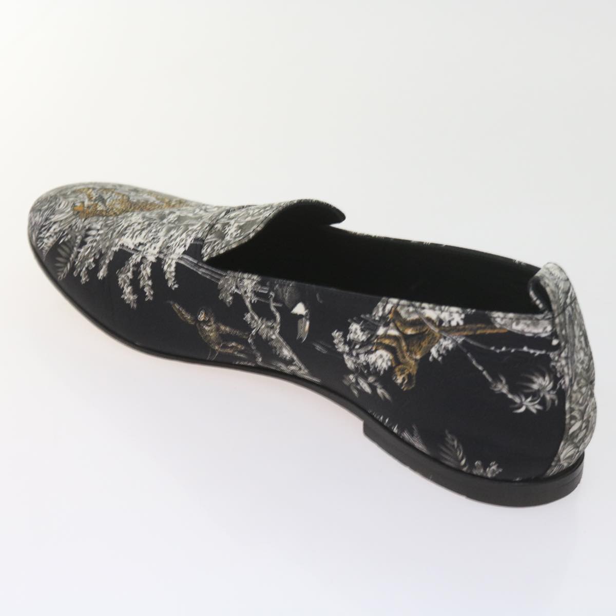 HERMES Jungle semelle cuir Shoes Canvas 42.5 Black White Brown Auth bs9909