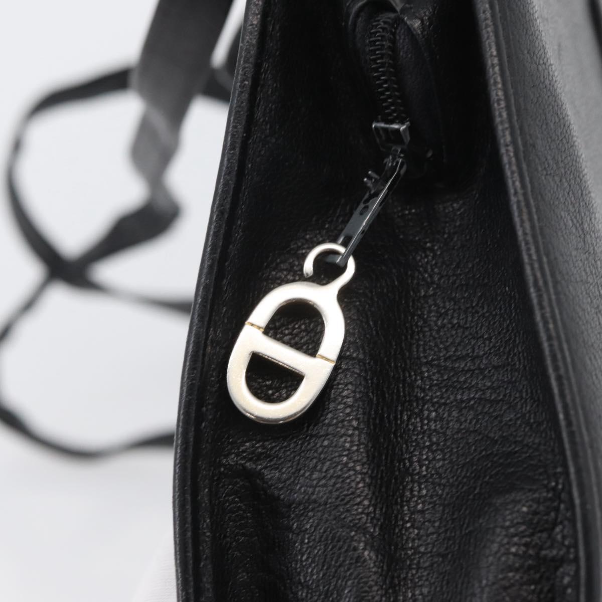 Christian Dior Shoulder Bag Leather Black Gold Auth BSZ005