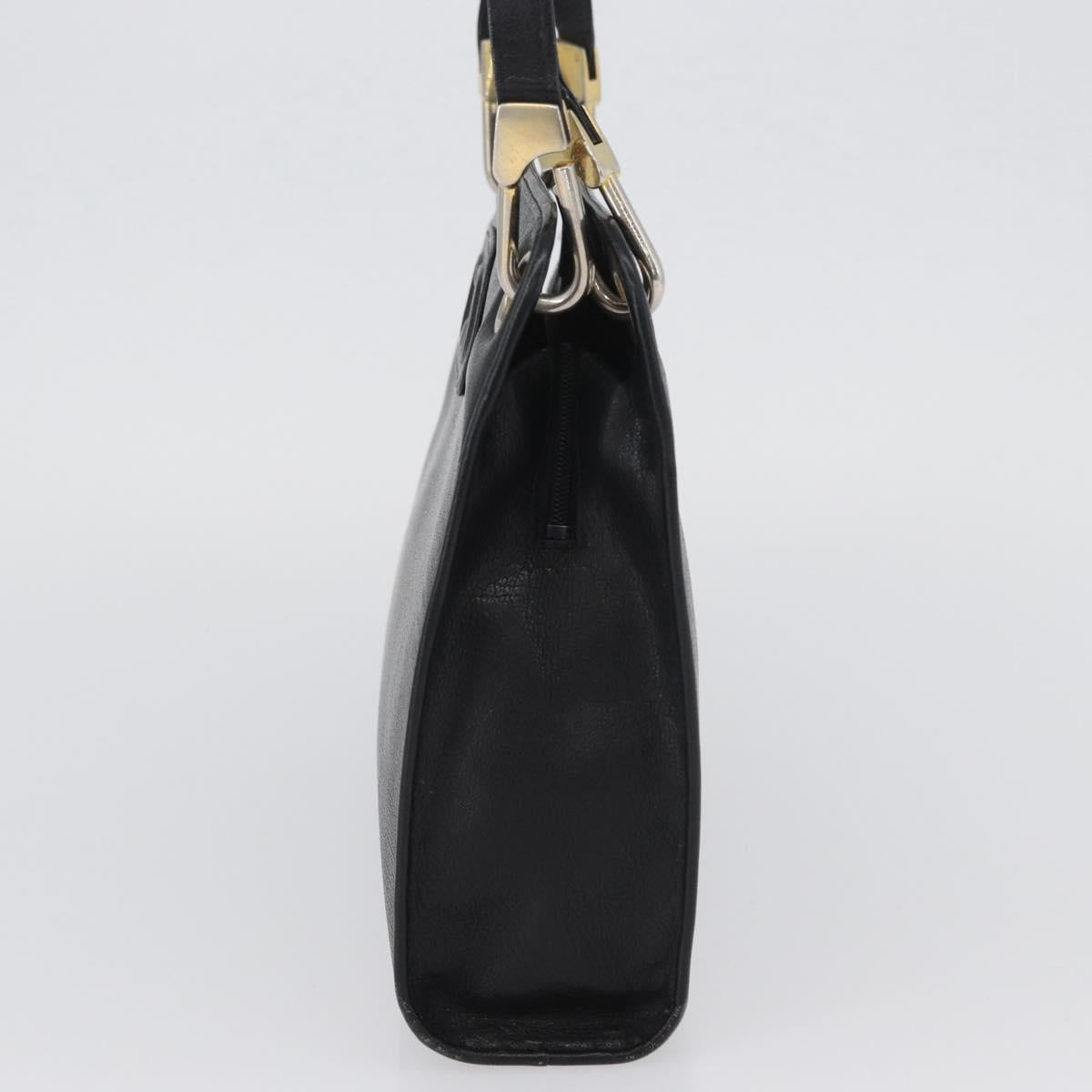 Christian Dior Shoulder Bag Leather Black Gold Auth BSZ005