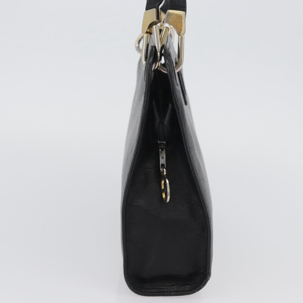 Christian Dior Shoulder Bag Leather Black Gold Auth BSZ005