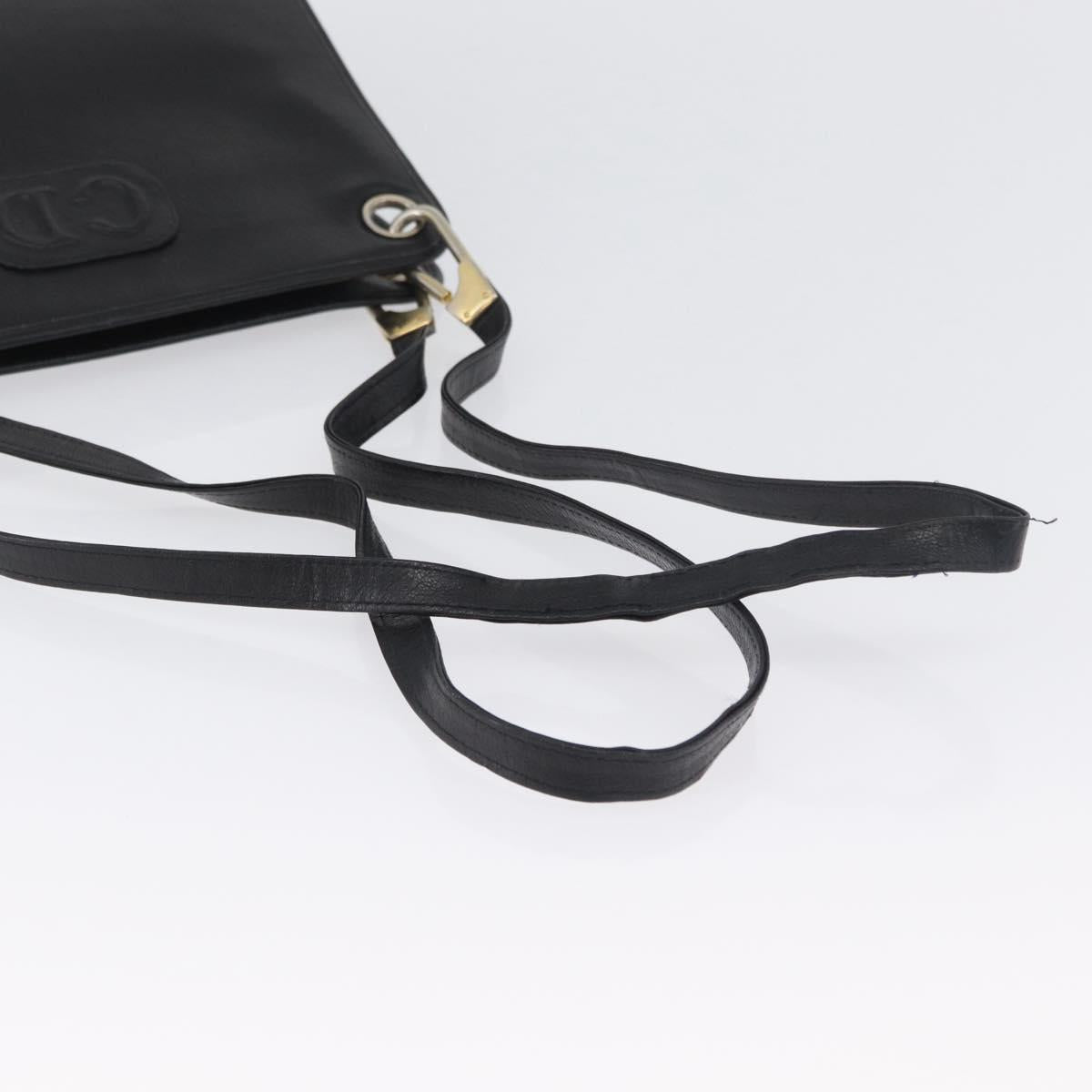 Christian Dior Shoulder Bag Leather Black Gold Auth BSZ005