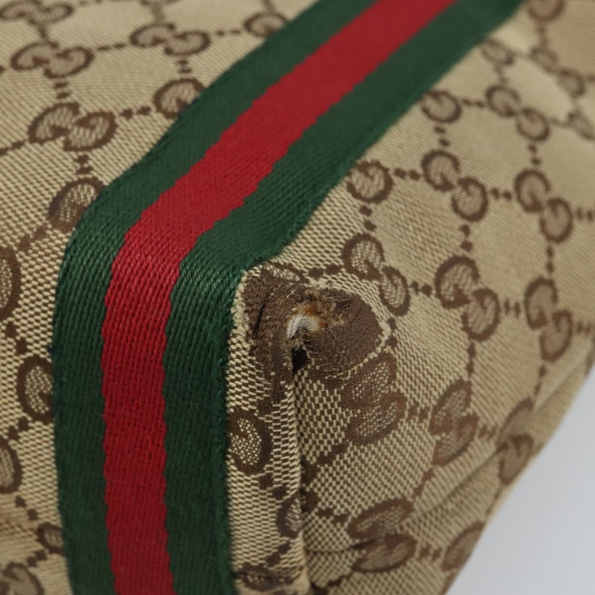 GUCCI GG Canvas Web Sherry Line Hand Bag Beige Gold 162898 Auth BSZ007