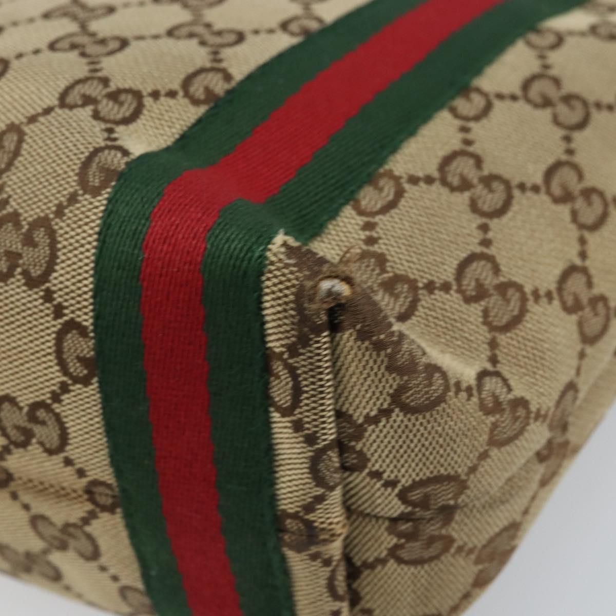 GUCCI GG Canvas Web Sherry Line Hand Bag Beige Gold 162898 Auth BSZ007