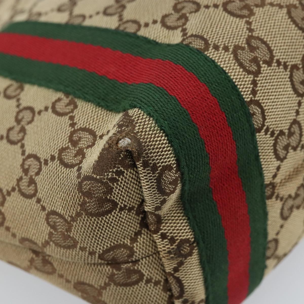 GUCCI GG Canvas Web Sherry Line Hand Bag Beige Gold 162898 Auth BSZ007