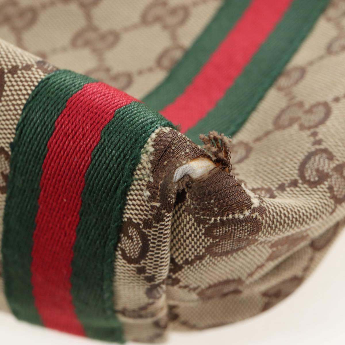 GUCCI GG Canvas Web Sherry Line Hand Bag Beige Gold 162898 Auth BSZ007