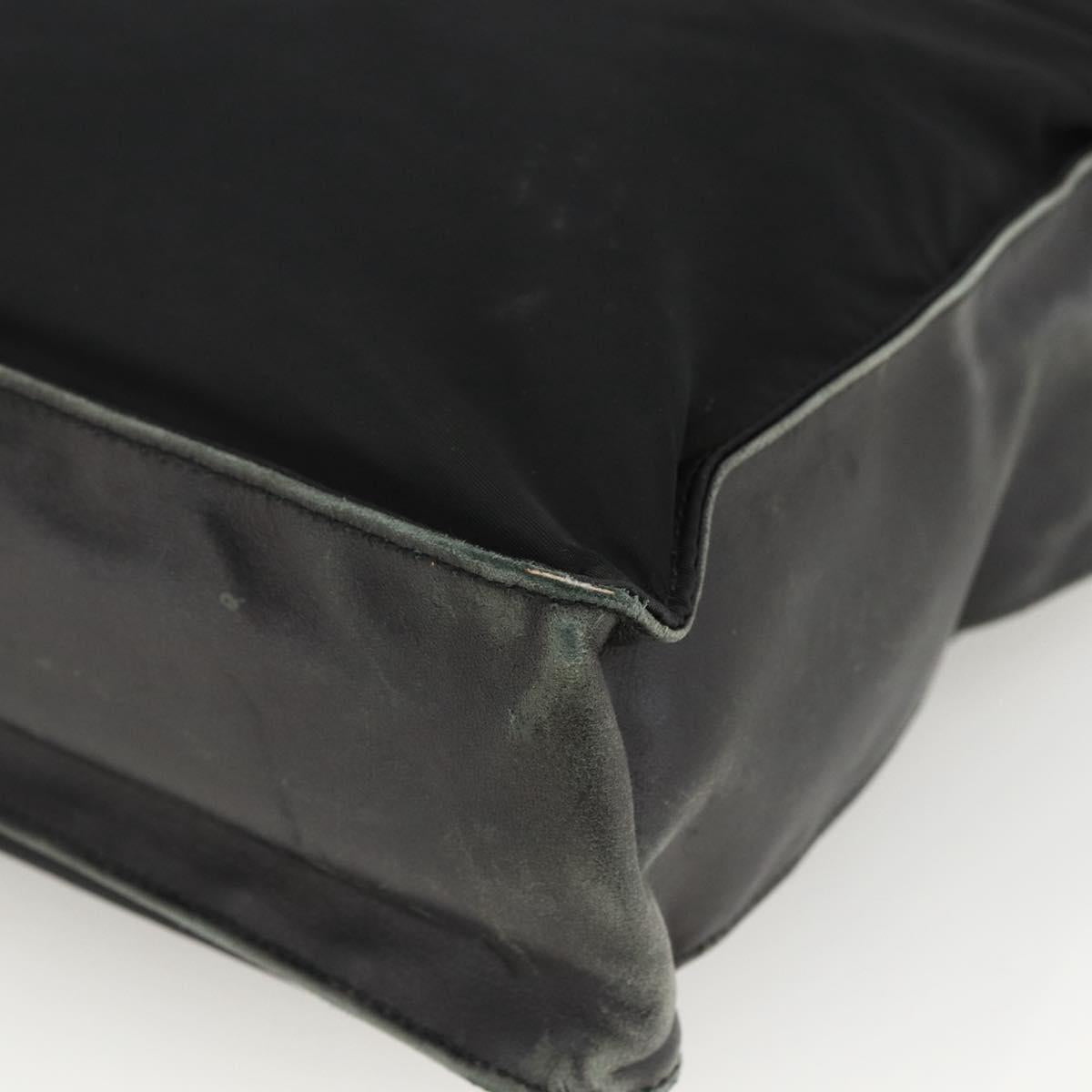 PRADA Tote Bag Nylon Black Silver Auth BSZ009