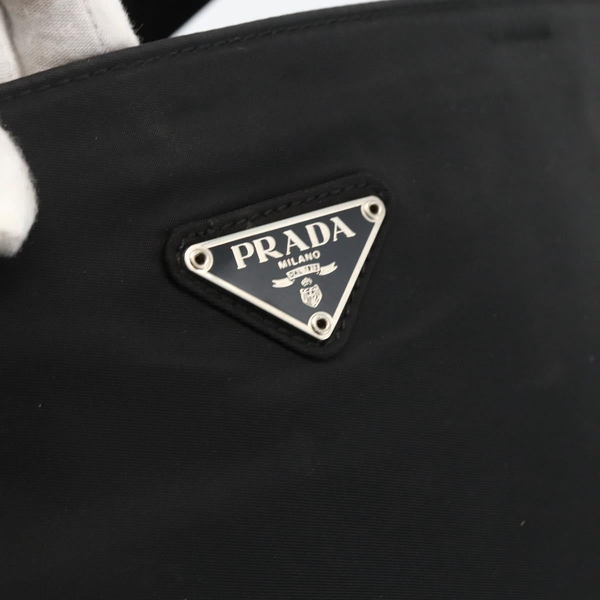 PRADA Tote Bag Nylon Black Silver Auth BSZ009