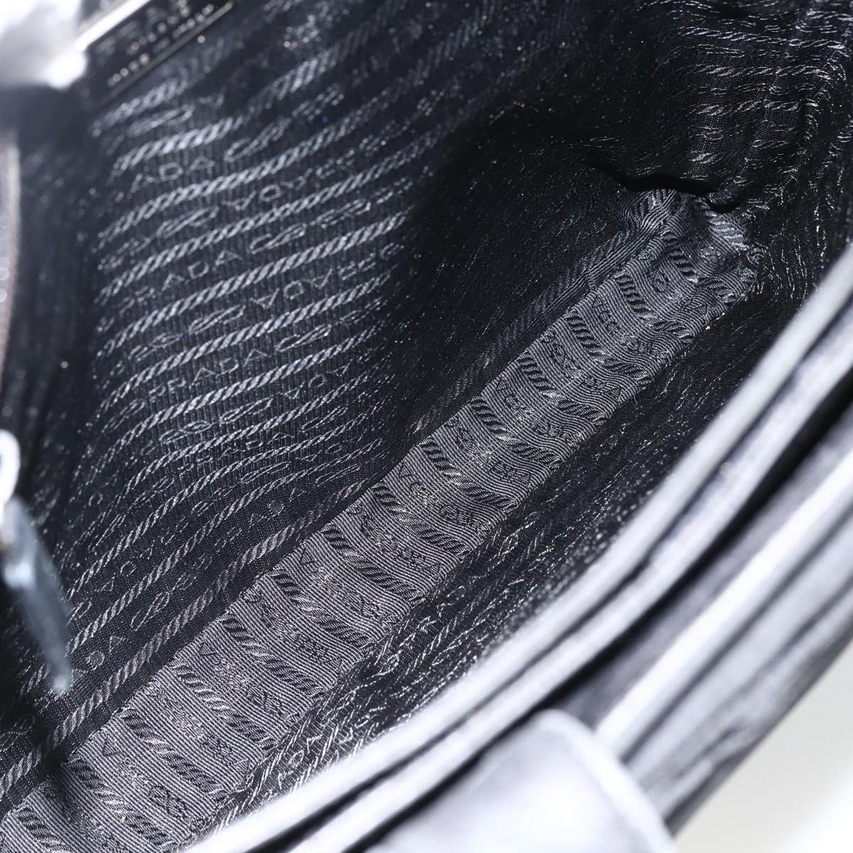 PRADA Tote Bag Nylon Black Silver Auth BSZ009