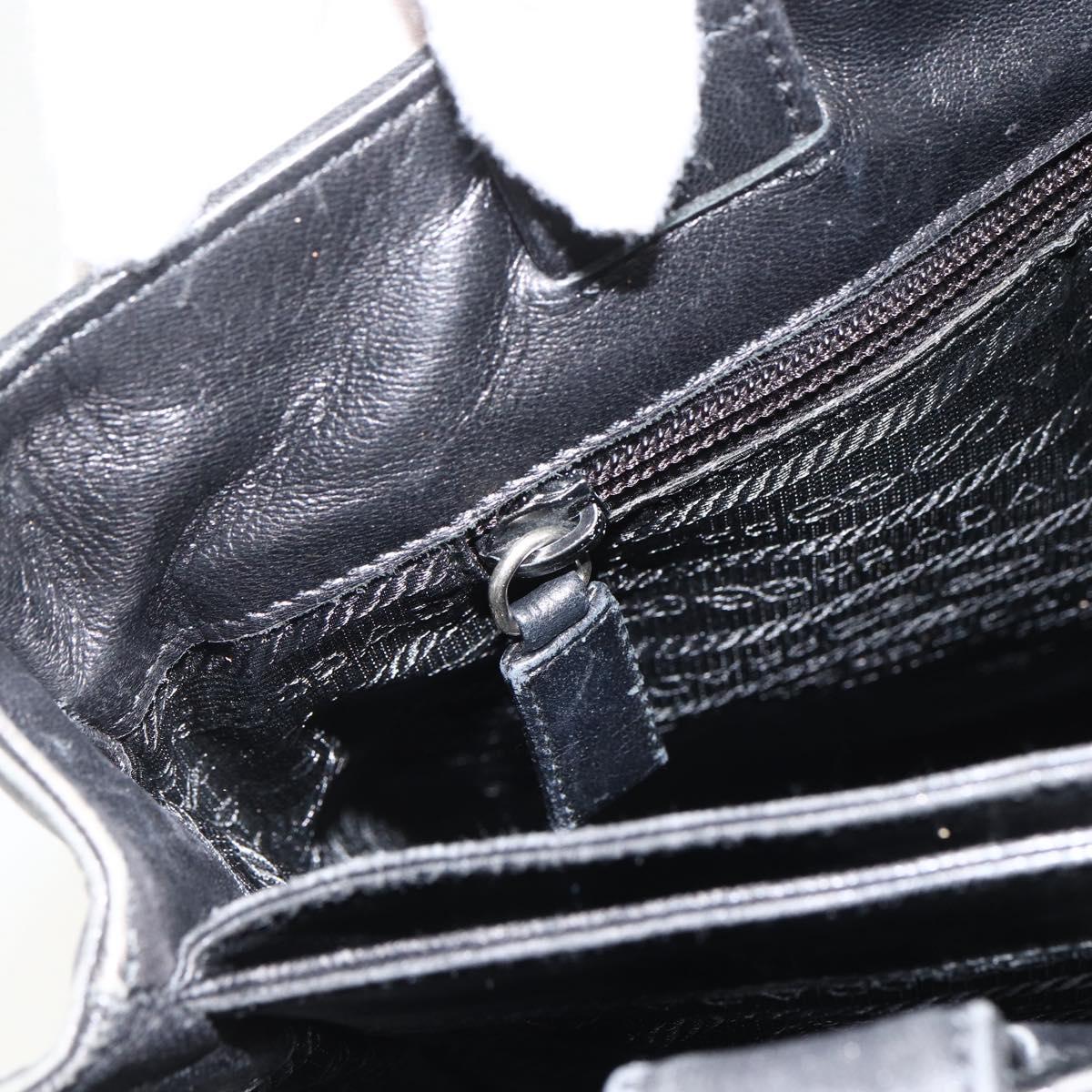 PRADA Tote Bag Nylon Black Silver Auth BSZ009
