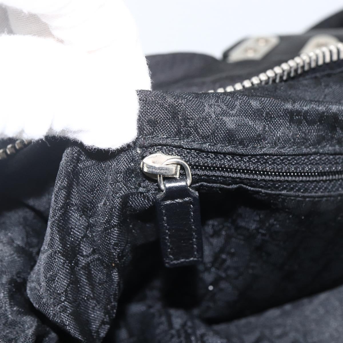 Christian Dior Tote Bag Nylon Black Silver Auth BSZ026V