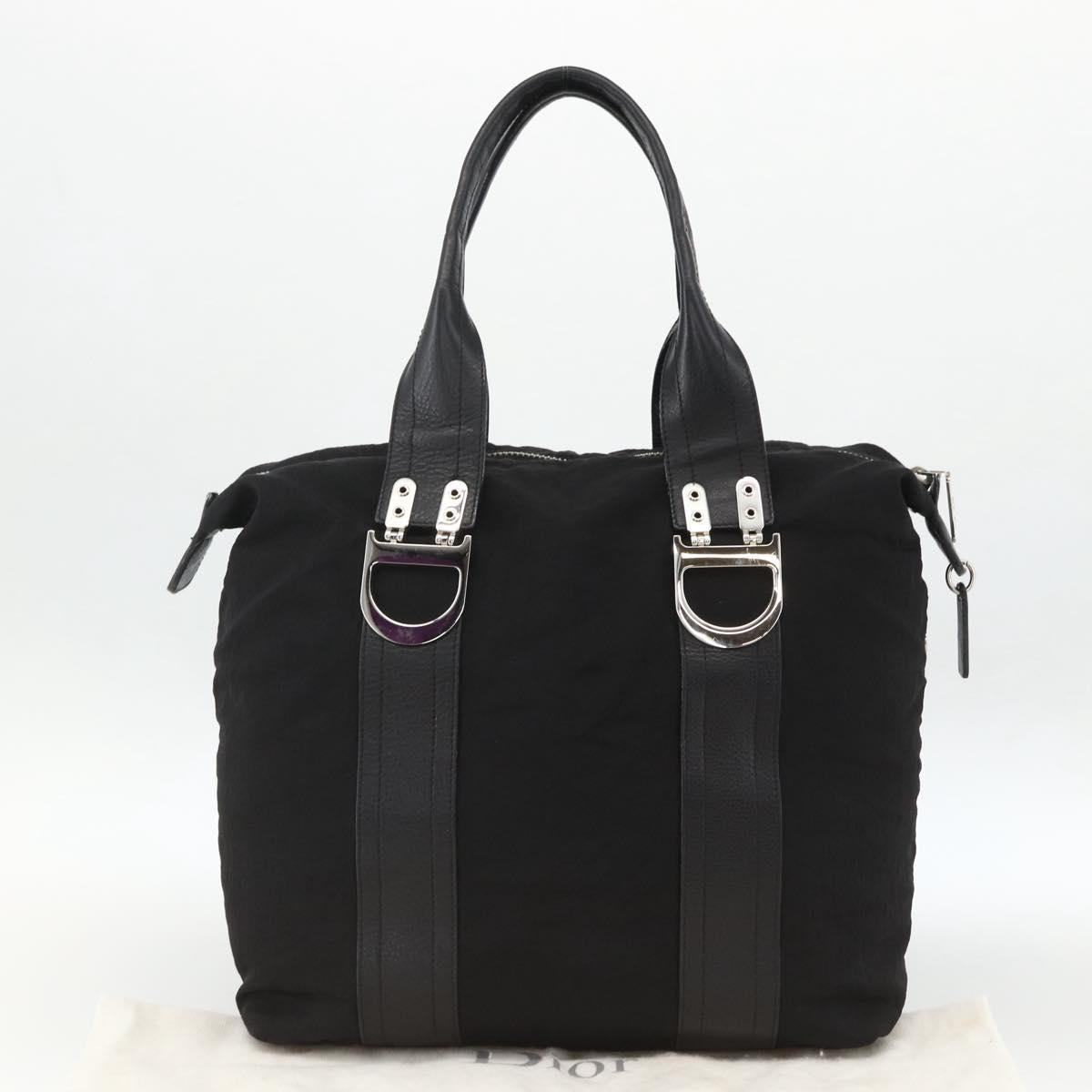 Christian Dior Tote Bag Nylon Black Silver Auth BSZ026V