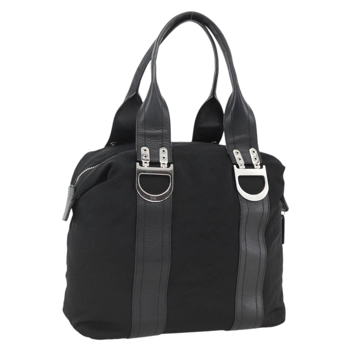 Christian Dior Tote Bag Nylon Black Silver Auth BSZ026V