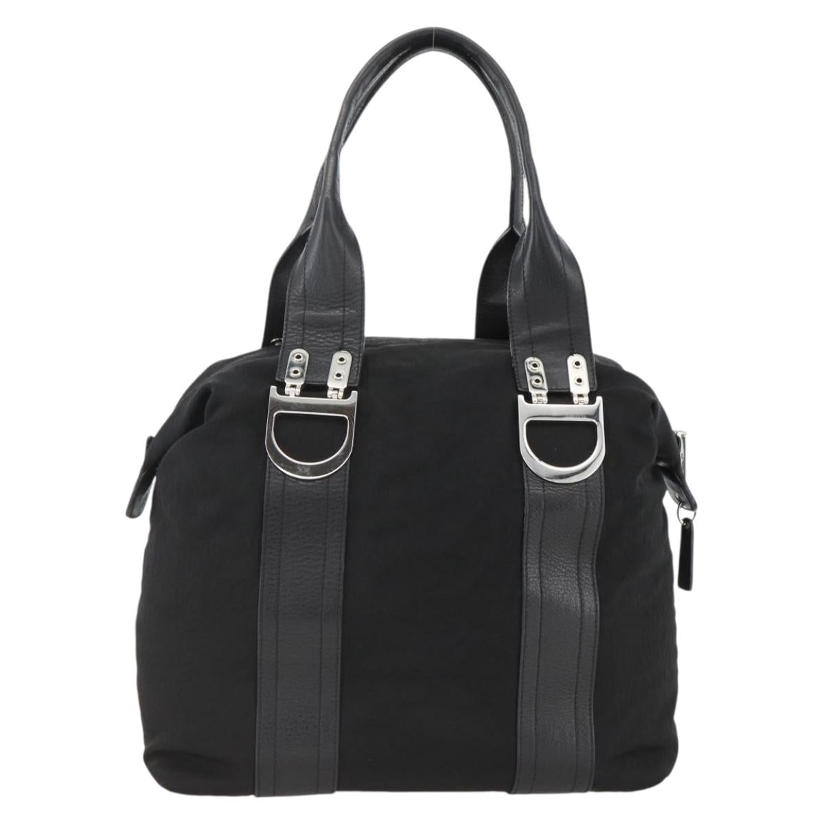 Christian Dior Tote Bag Nylon Black Silver Auth BSZ026V