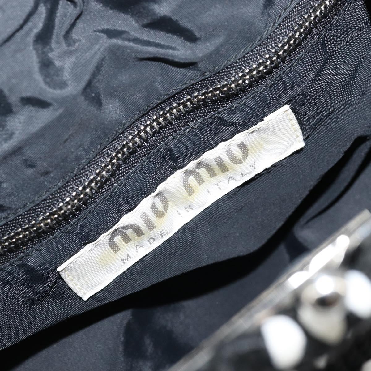 Miu Miu Shoulder Bag Canvas Black Silver Auth BSZ027