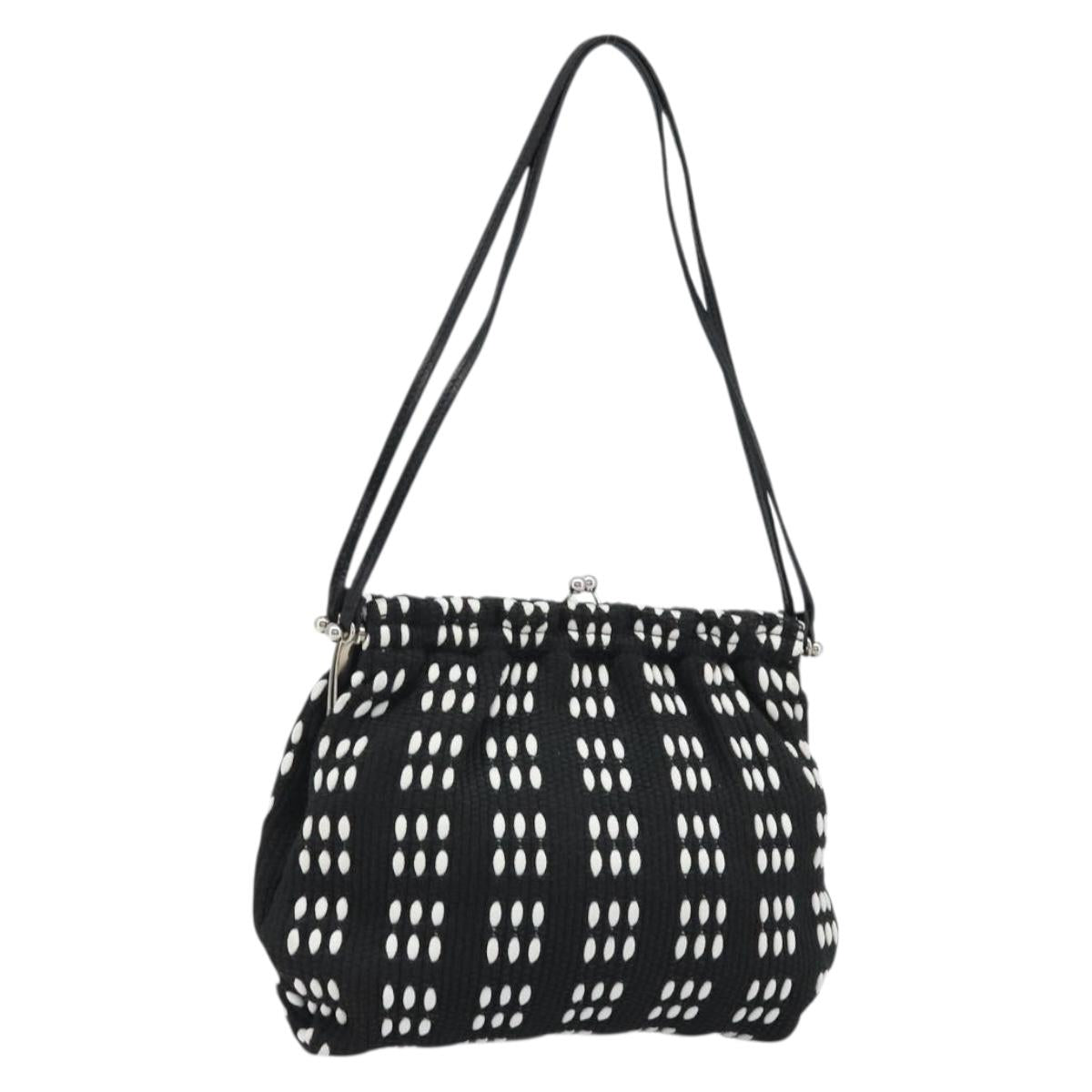 Miu Miu Shoulder Bag Canvas Black Silver Auth BSZ027