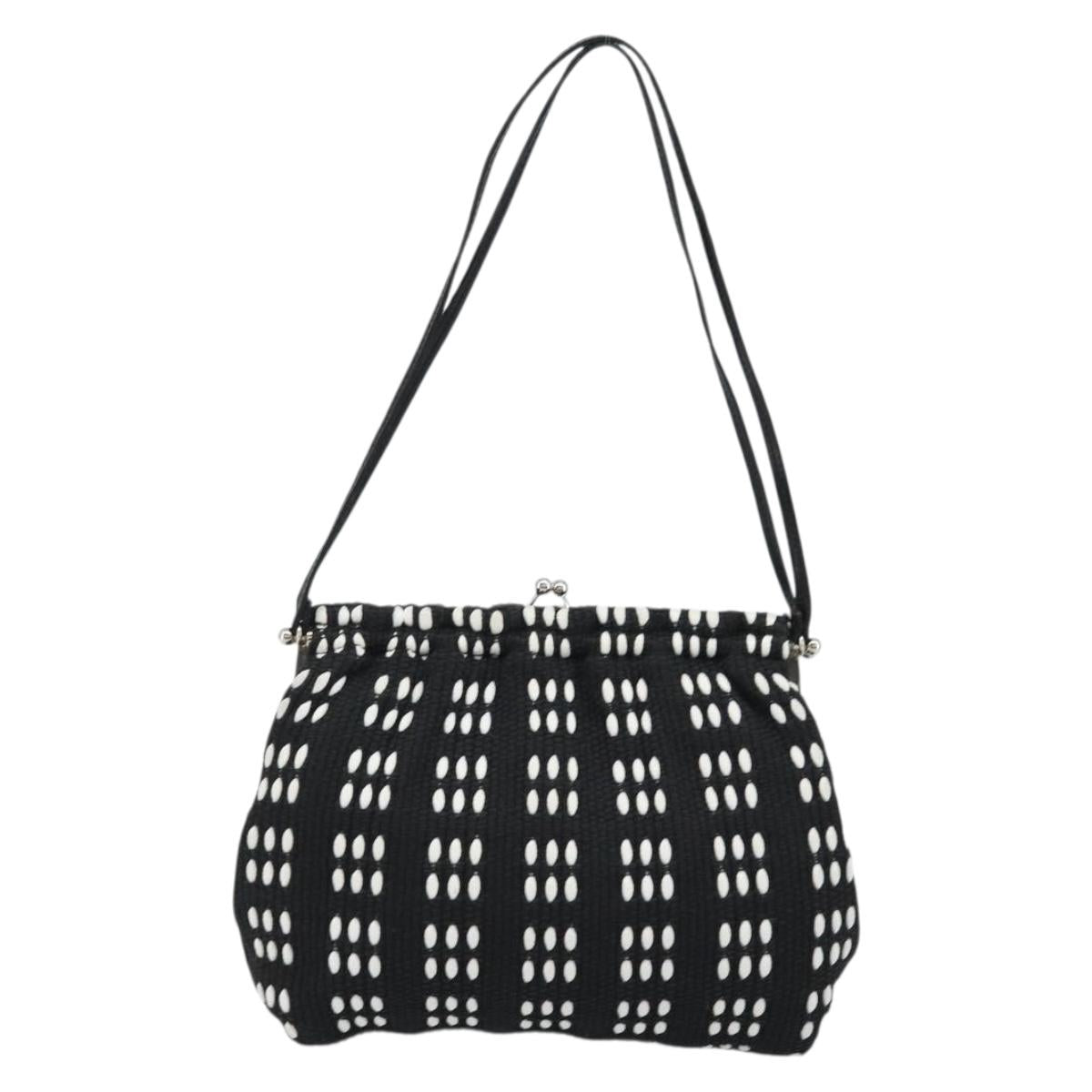 Miu Miu Shoulder Bag Canvas Black Silver Auth BSZ027