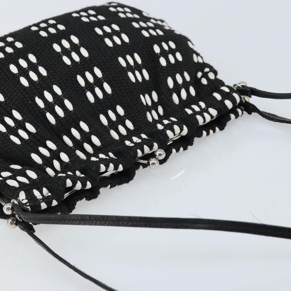 Miu Miu Shoulder Bag Canvas Black Silver Auth BSZ027