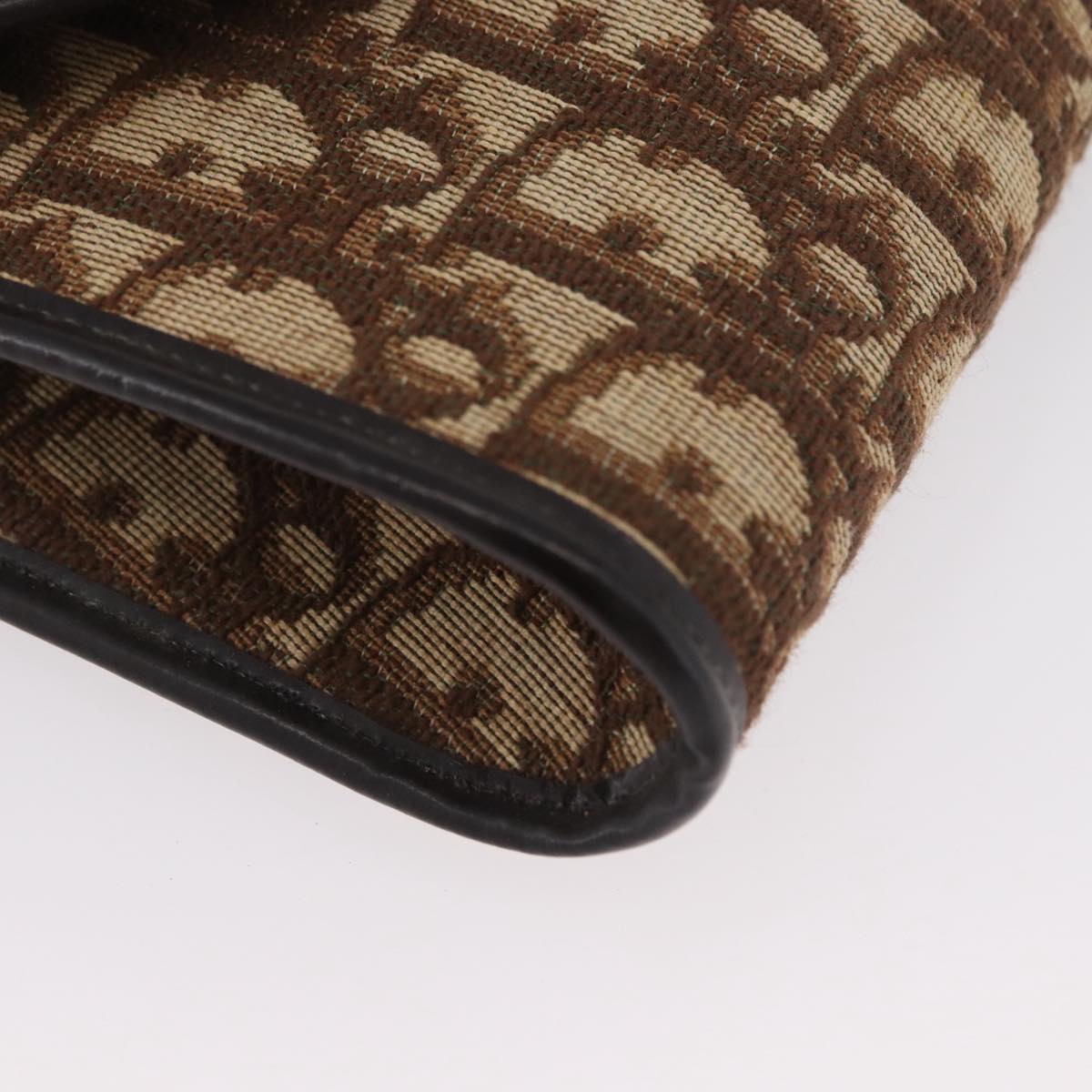 Christian Dior Trotter Canvas Shoulder Bag Brown Gold Auth BSZ029