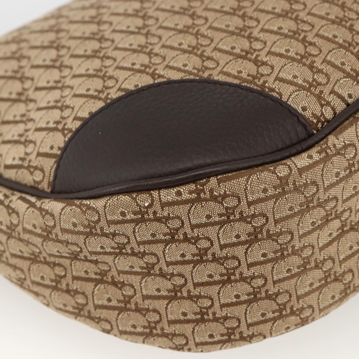 Christian Dior Trotter Canvas Shoulder Bag Beige Silver Auth BSZ033SAV