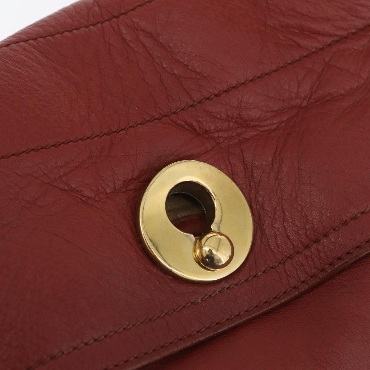 SAINT LAURENT Muse Toe Hand Bag Leather Red Gold Auth BSZ046