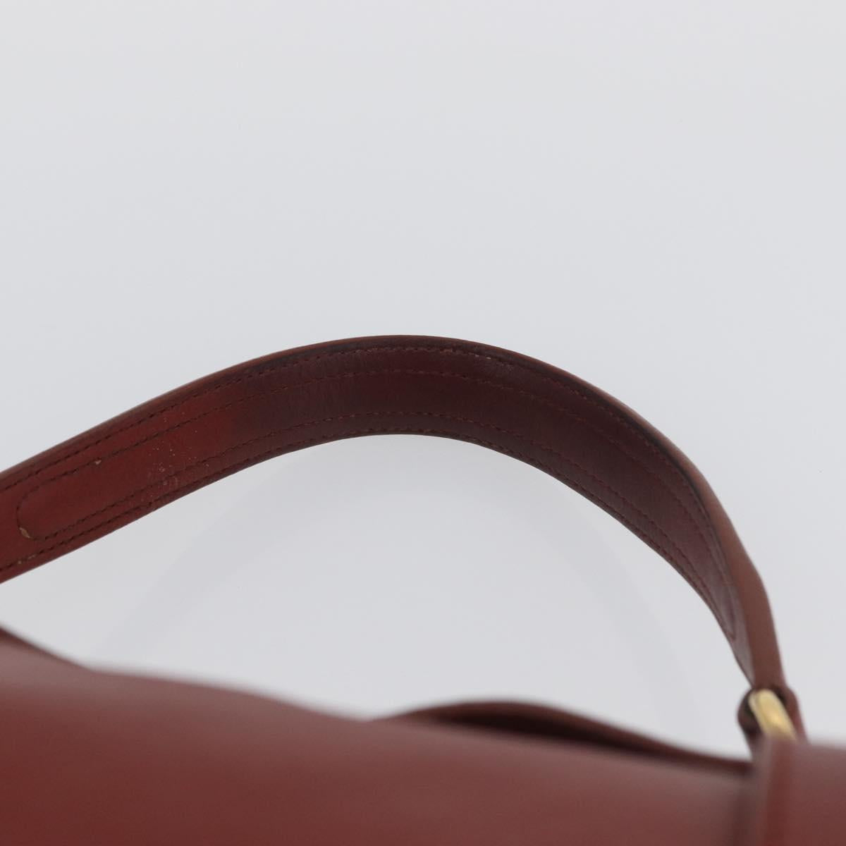 SAINT LAURENT Muse Toe Hand Bag Leather Red Gold Auth BSZ046