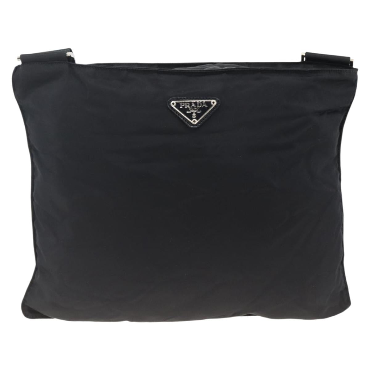 PRADA Shoulder Bag Nylon Black Silver Auth BSZ052