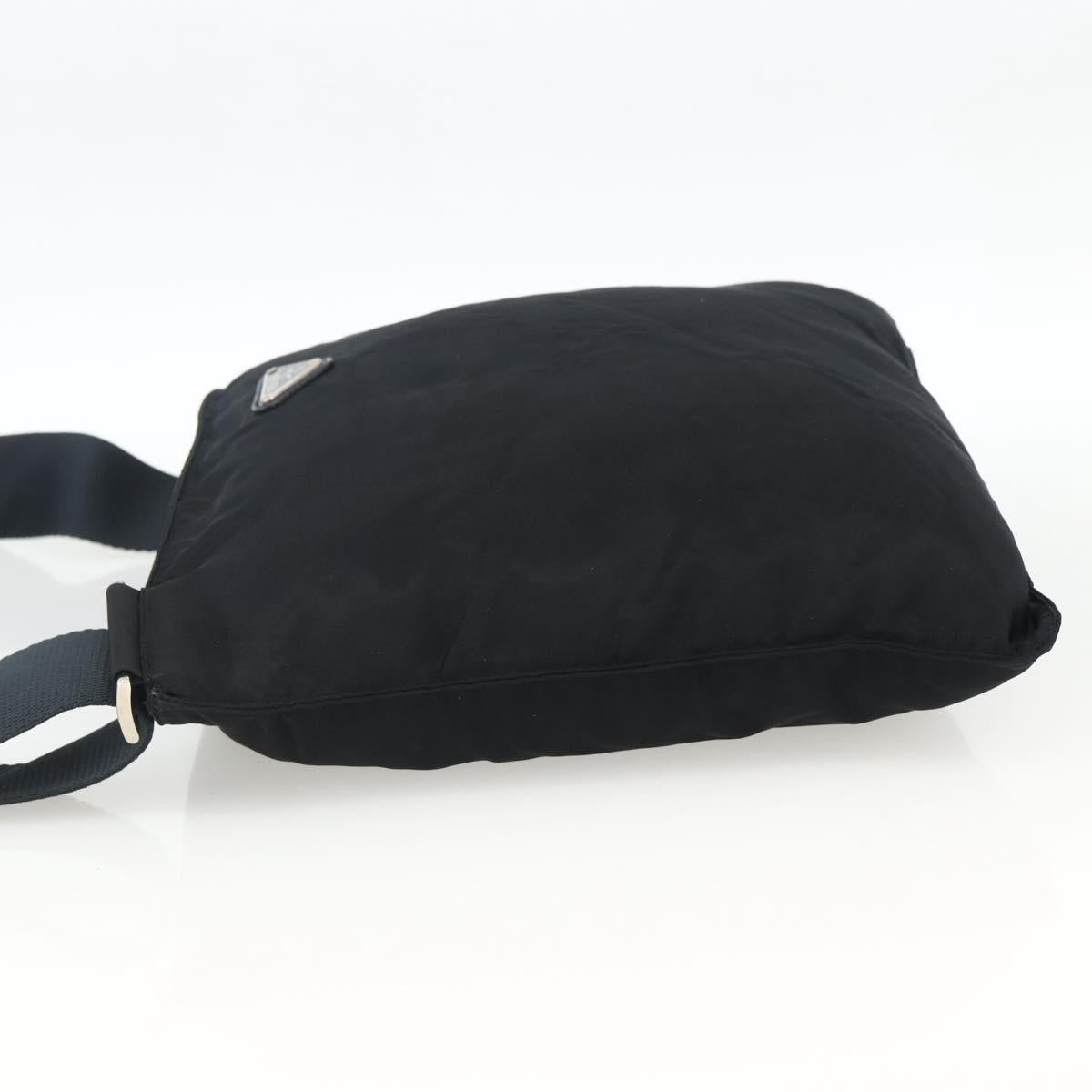 PRADA Shoulder Bag Nylon Black Silver Auth BSZ052