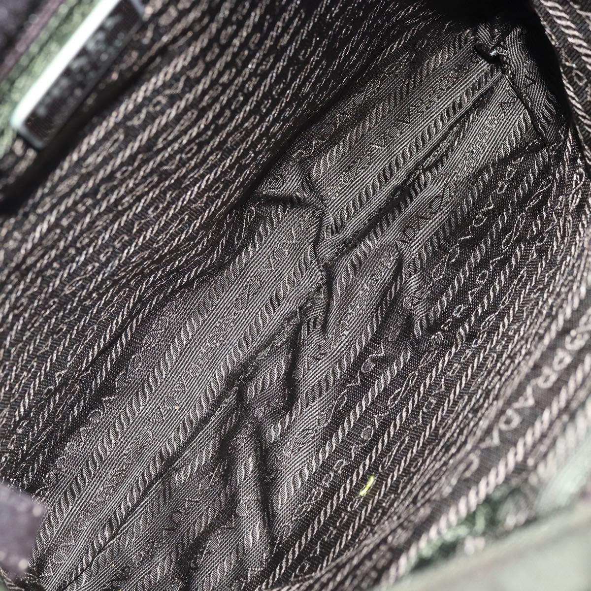 PRADA Shoulder Bag Nylon Khaki Silver Auth BSZ053