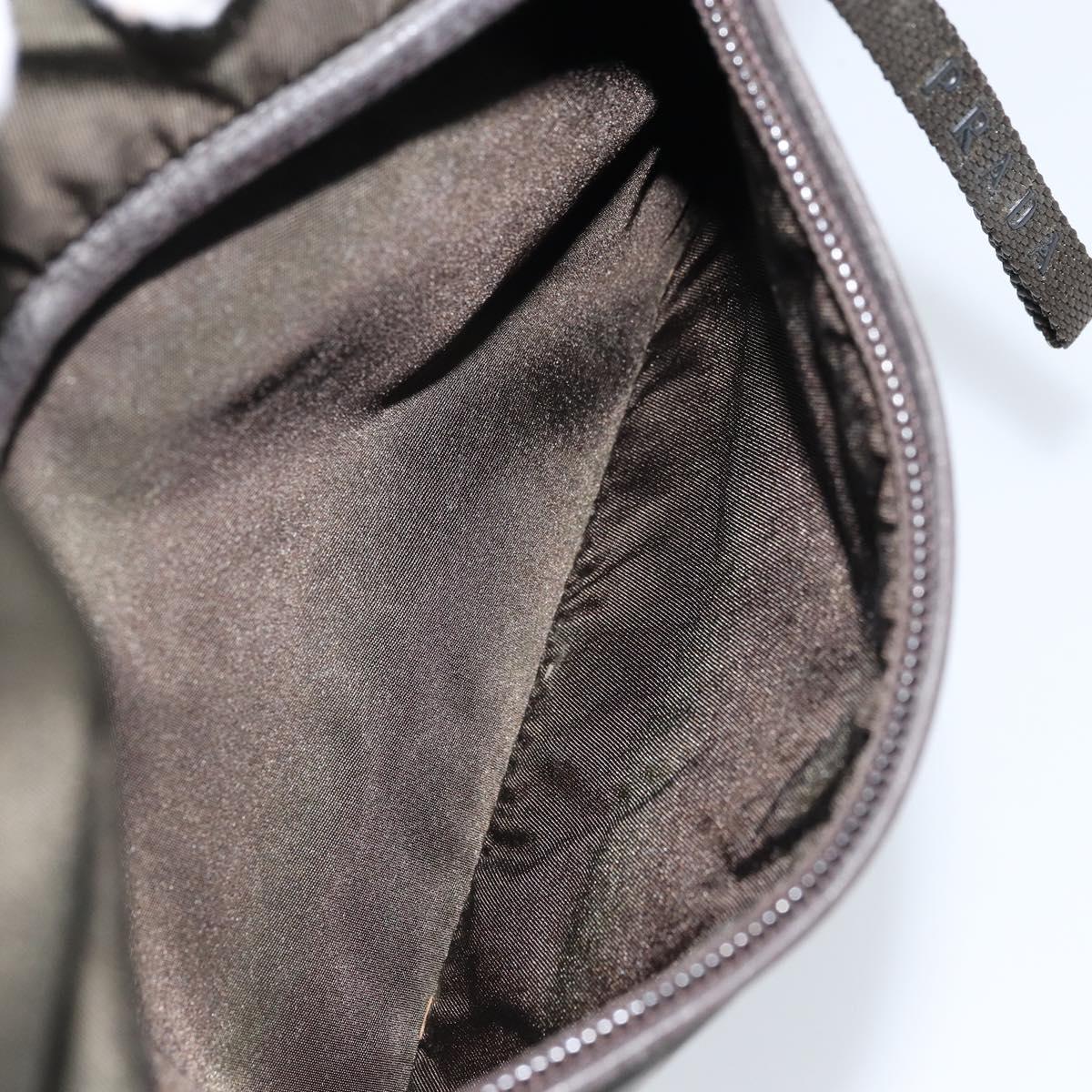 PRADA Shoulder Bag Nylon Khaki Silver Auth BSZ053