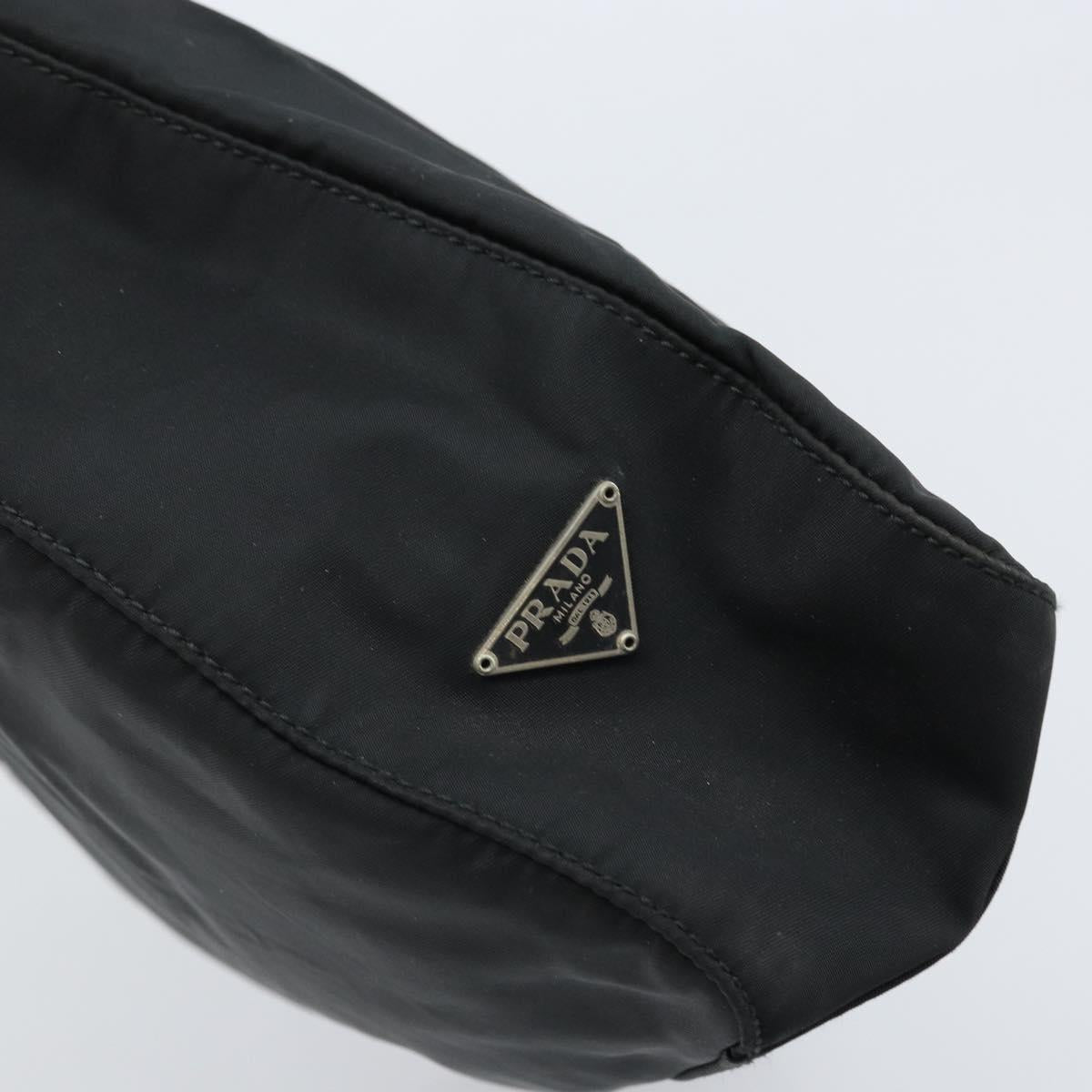 PRADA Shoulder Bag Nylon Black Silver Auth BSZ056