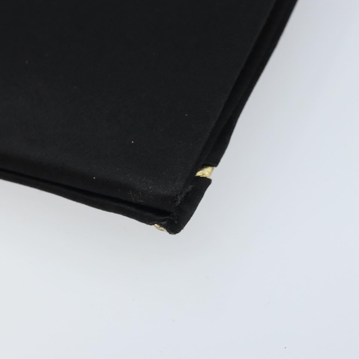 SAINT LAURENT Clutch Bag Satin Black Gold Auth BSZ059