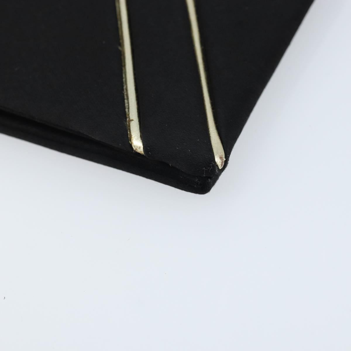 SAINT LAURENT Clutch Bag Satin Black Gold Auth BSZ059