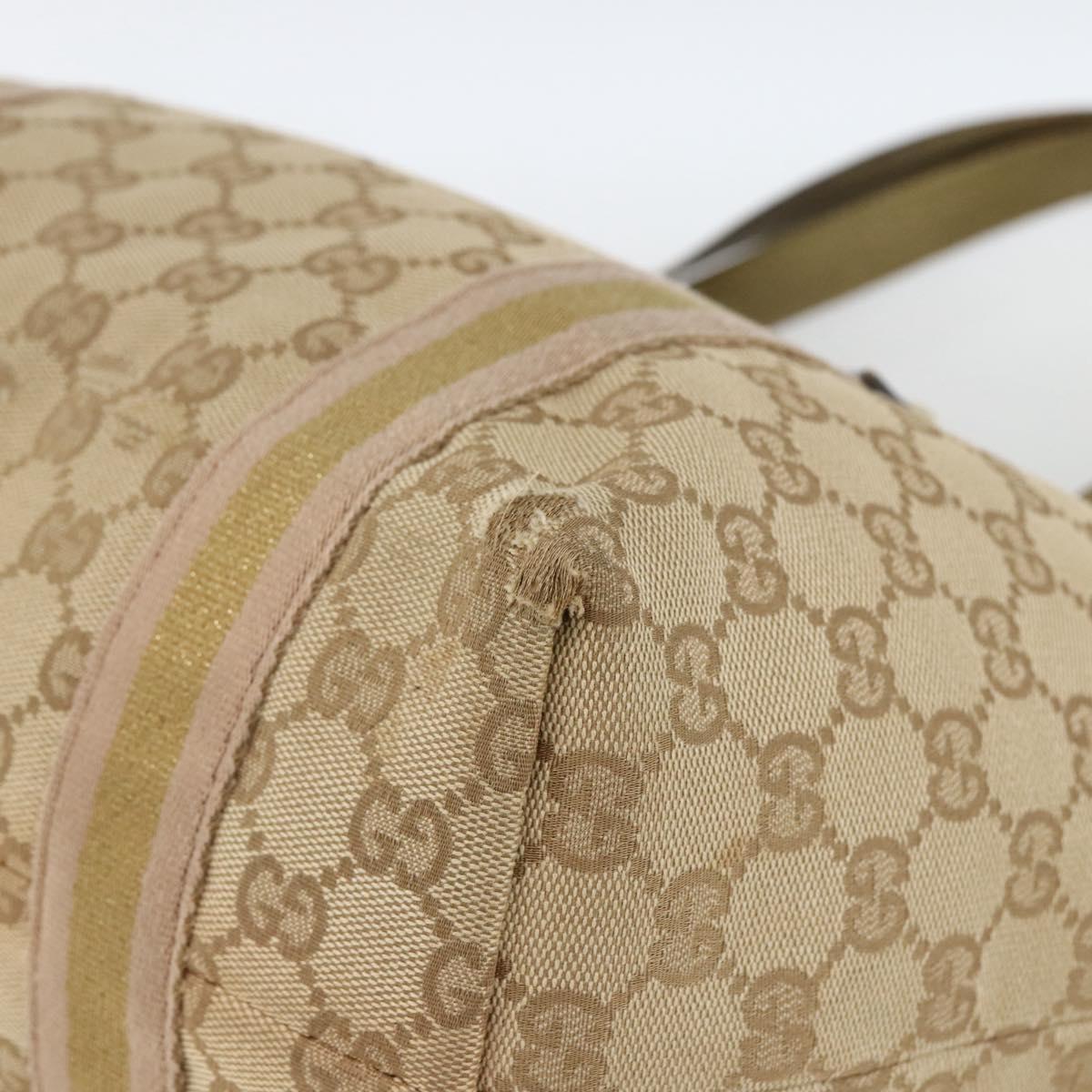 GUCCI GG Canvas Sherry Line Tote Bag Beige Gold 137396 Auth BSZ069