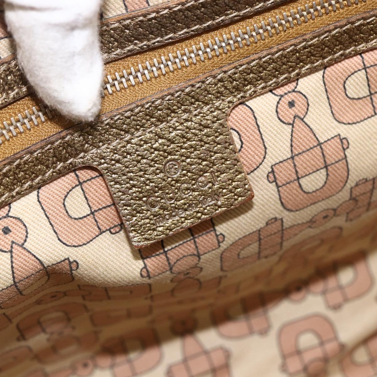 GUCCI GG Canvas Sherry Line Tote Bag Beige Gold 137396 Auth BSZ069