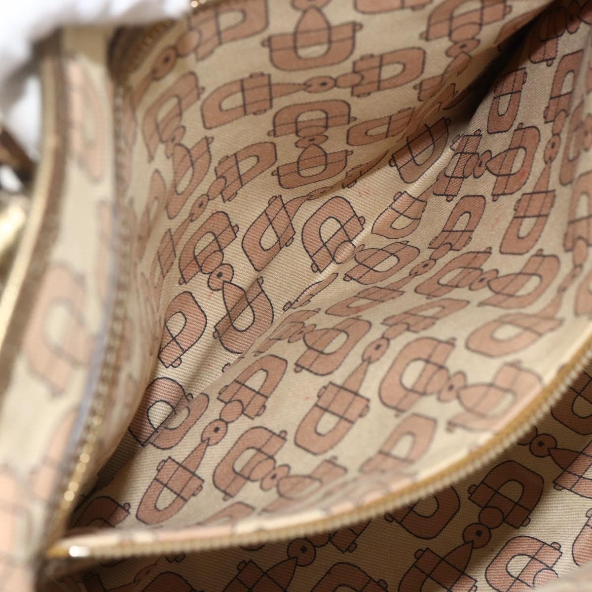 GUCCI GG Canvas Sherry Line Tote Bag Beige Gold 137396 Auth BSZ069