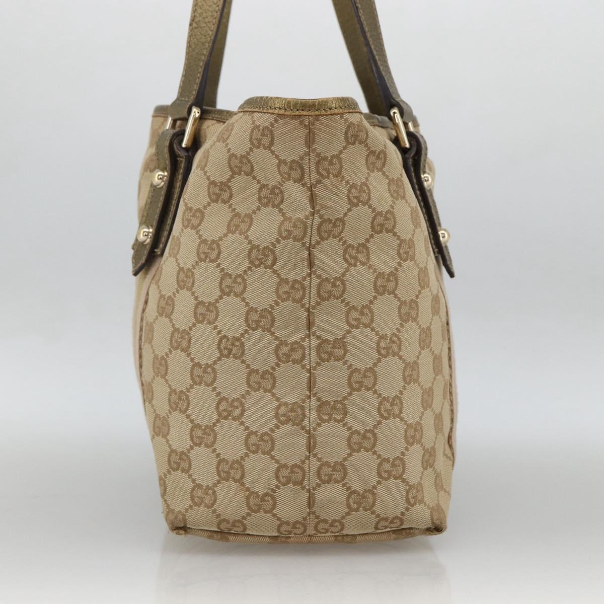 GUCCI GG Canvas Sherry Line Tote Bag Beige Gold 137396 Auth BSZ069