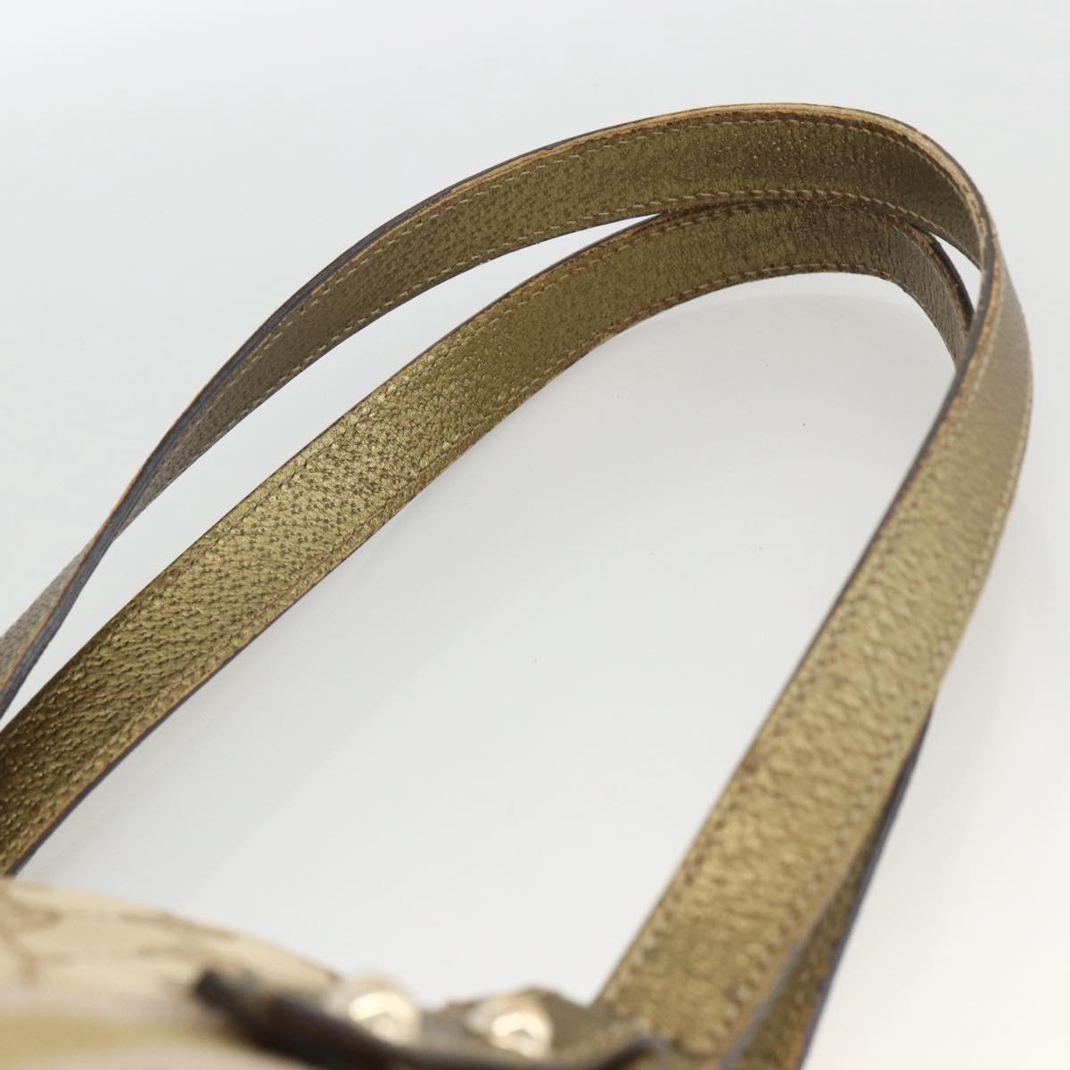 GUCCI GG Canvas Sherry Line Tote Bag Beige Gold 137396 Auth BSZ069