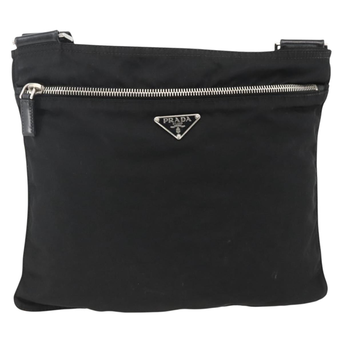PRADA Shoulder Bag Nylon Black Silver Auth BSZ071