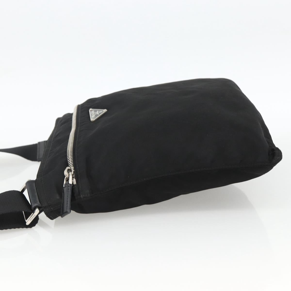 PRADA Shoulder Bag Nylon Black Silver Auth BSZ071