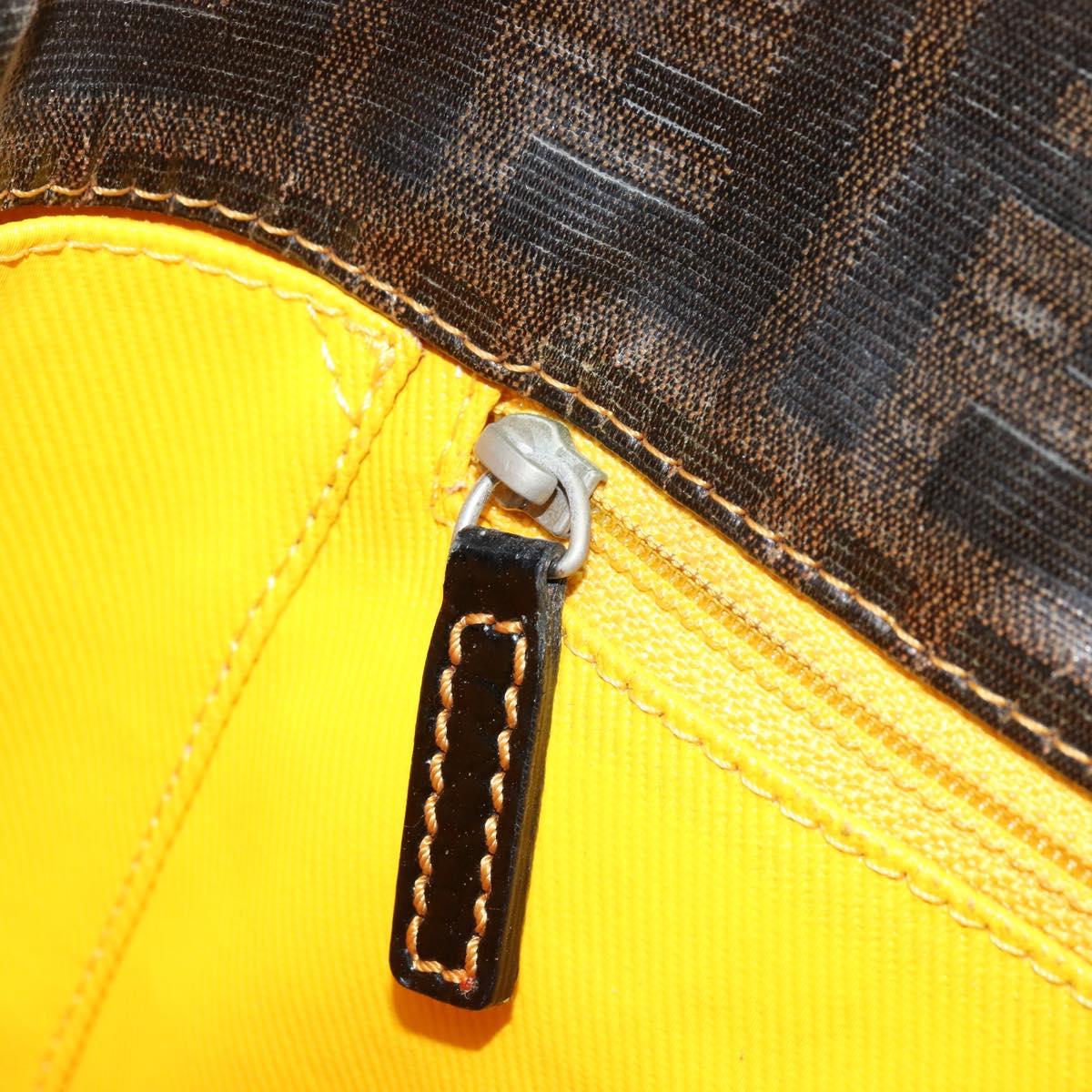 FENDI Zucca Canvas Tote Bag Coated Canvas Brown Black Auth BSZ076