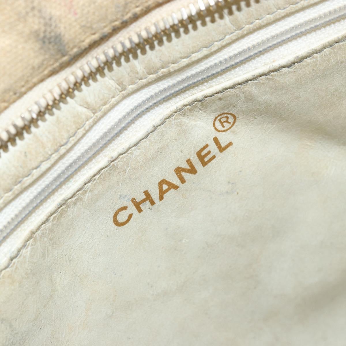 CHANEL Standard Tote Bag Canvas Beige Gold CC Auth BSZ077