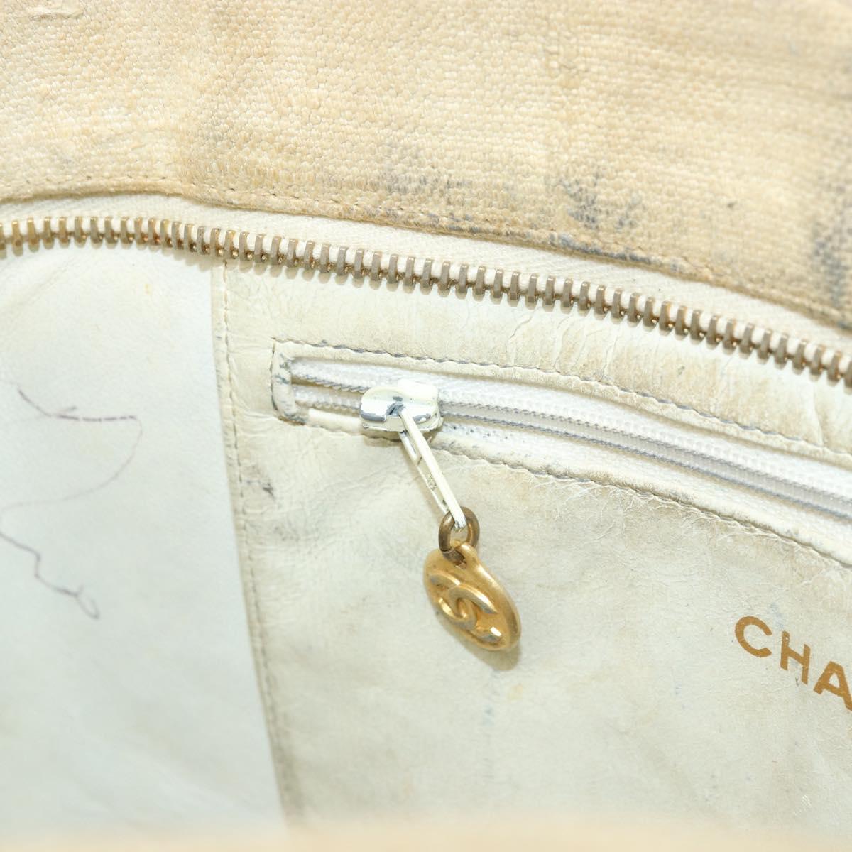 CHANEL Standard Tote Bag Canvas Beige Gold CC Auth BSZ077