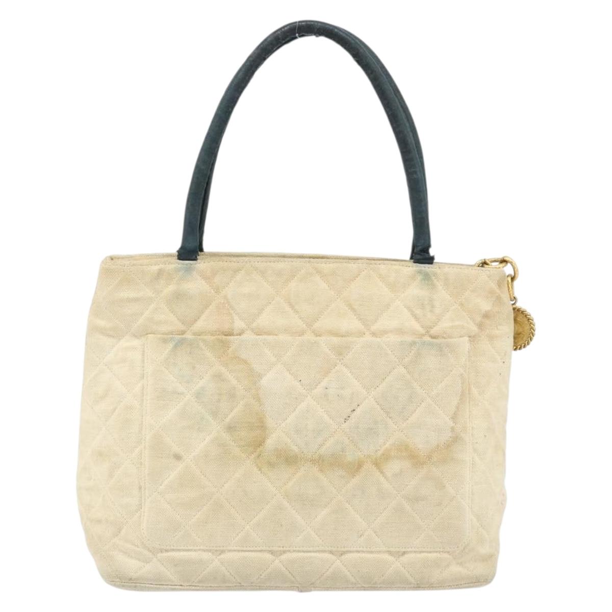 CHANEL Standard Tote Bag Canvas Beige Gold CC Auth BSZ077