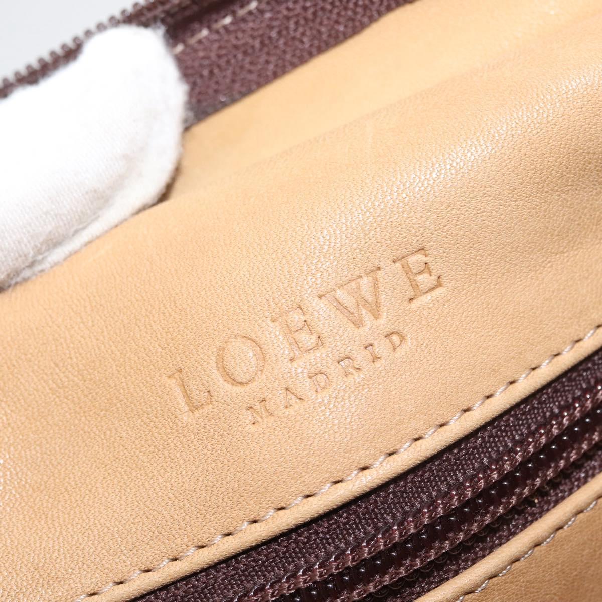 LOEWE Anagram Americana 28 Hand Bag Suede Leather Beige Gold Auth BSZ081