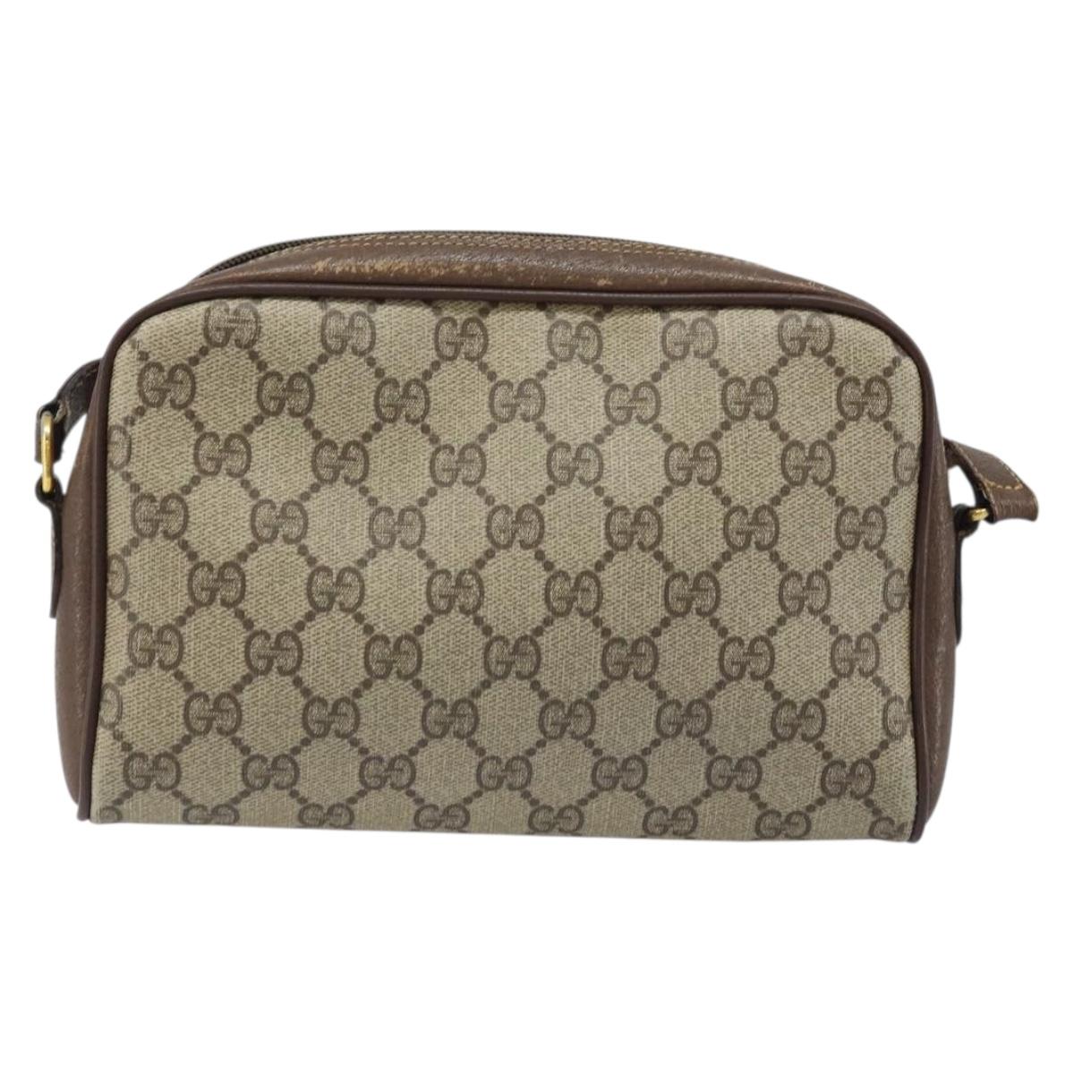 GUCCI GG Supreme Web Sherry Line Bag PVC Beige Gold 116 02 089 Auth BSZ082